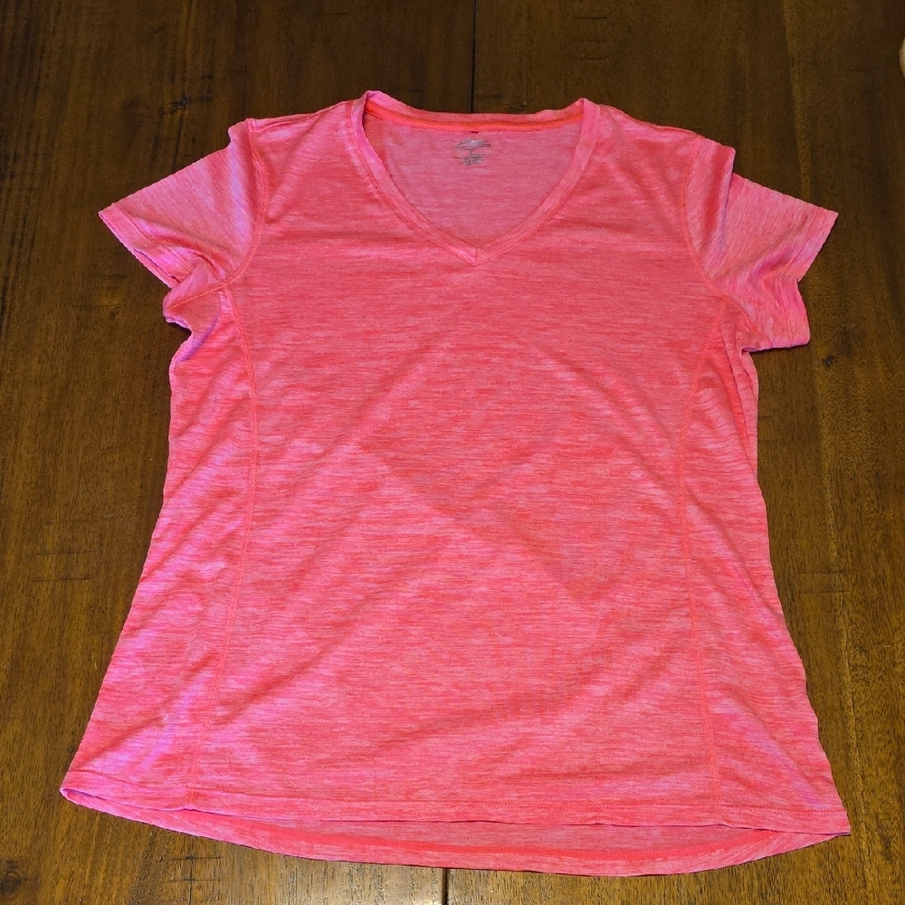 Vibrant Pink V-Neck Short Sleeve Tee